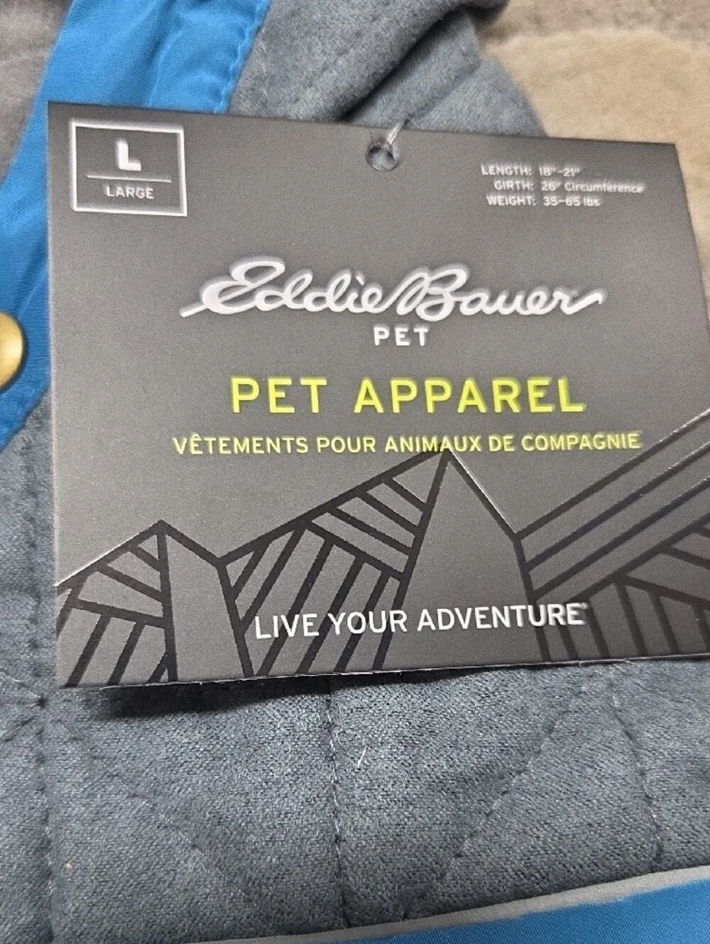 Eddie Bauer Blue & Gray Quilted Puffer Jacket For Dogs